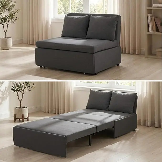 43" W Twin Size Pull Out Sleeper Sofa Bed Couch with Pullout Beds, 2 in 1 Convertible Linen Sleepers Single Sofas Chair