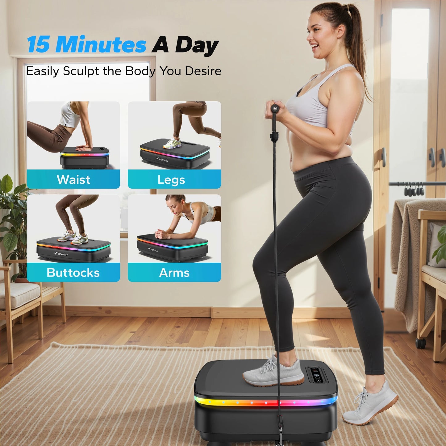 MERACH Vibration Plate Exercise Machine For Workout And Lymphatic Drainage