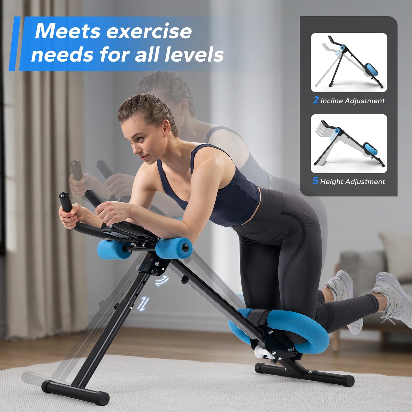 MERACH Ab Machine Adjustable Trainer Foldable Knee Protection System