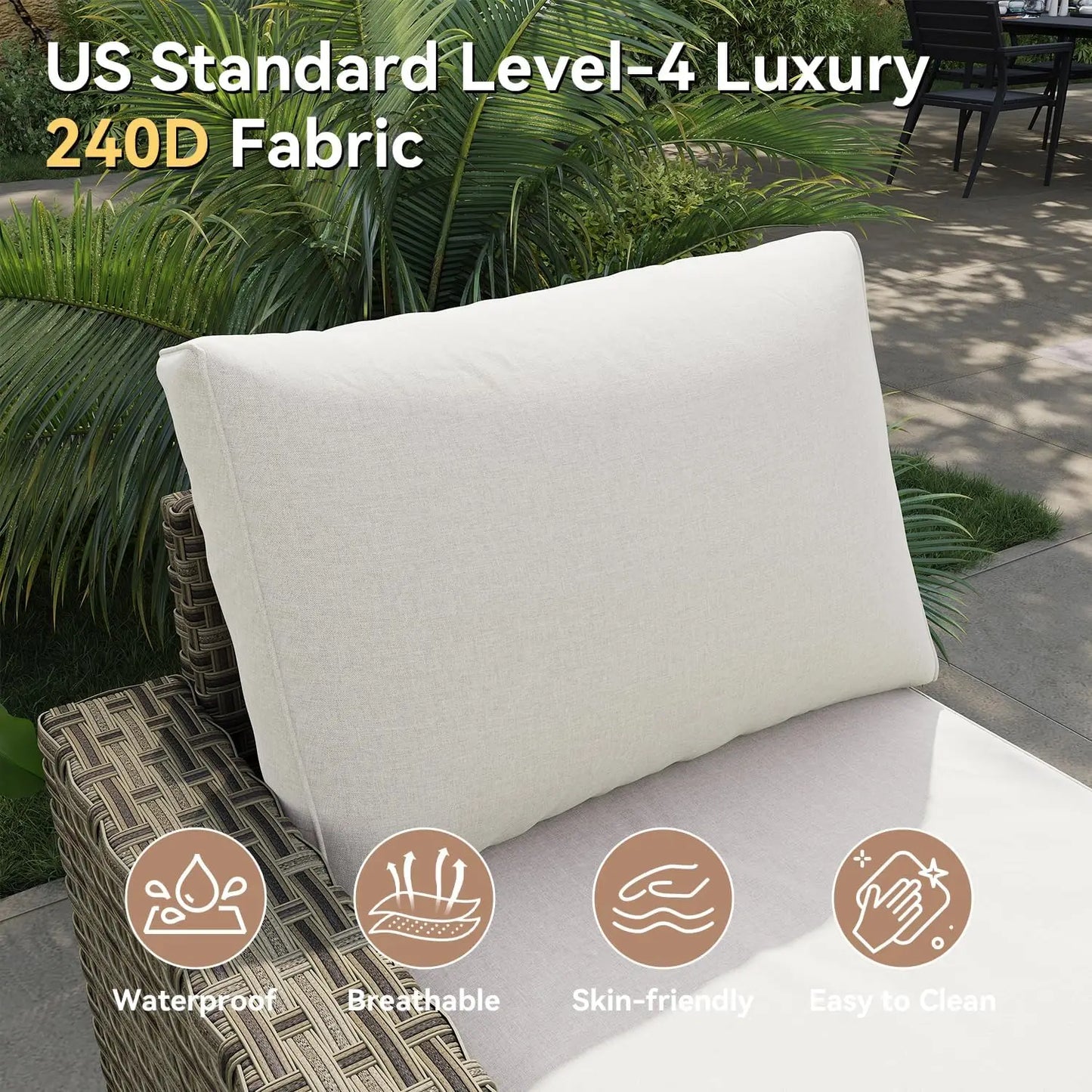 Nordivale Luxury Patio Furniture Set 9 Piece Outdoor Sectional Sofa All Weather Thickened Cushions Swivel Rocker Chairs Beige