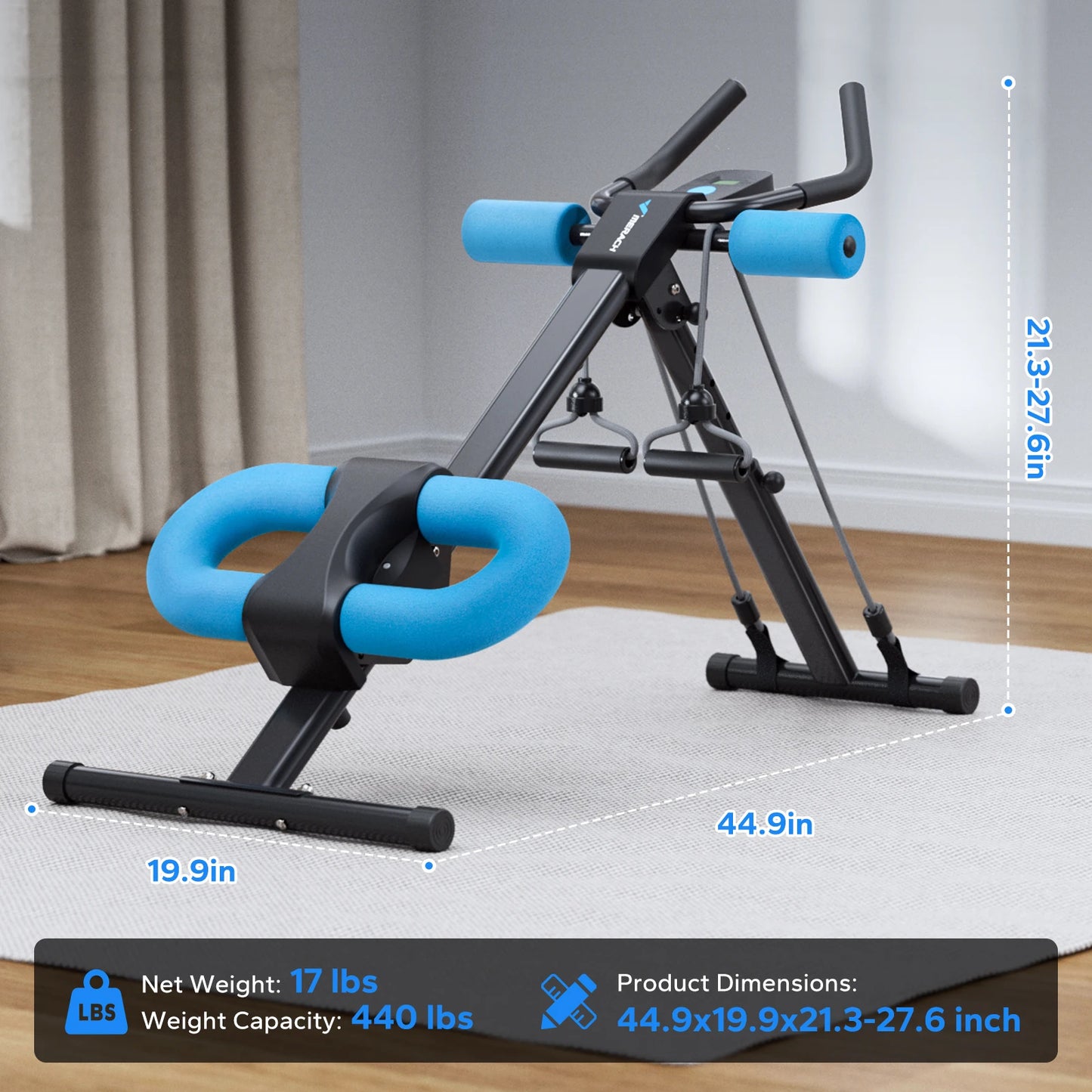 MERACH Ab Machine Adjustable Trainer Foldable Knee Protection System