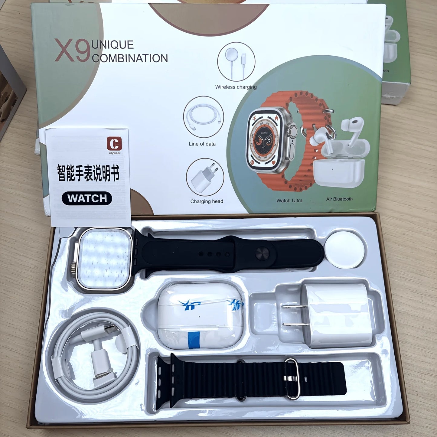 Ultra Smart Watch And Bluetooth Headphones Bundle Fitness Tracker Kit