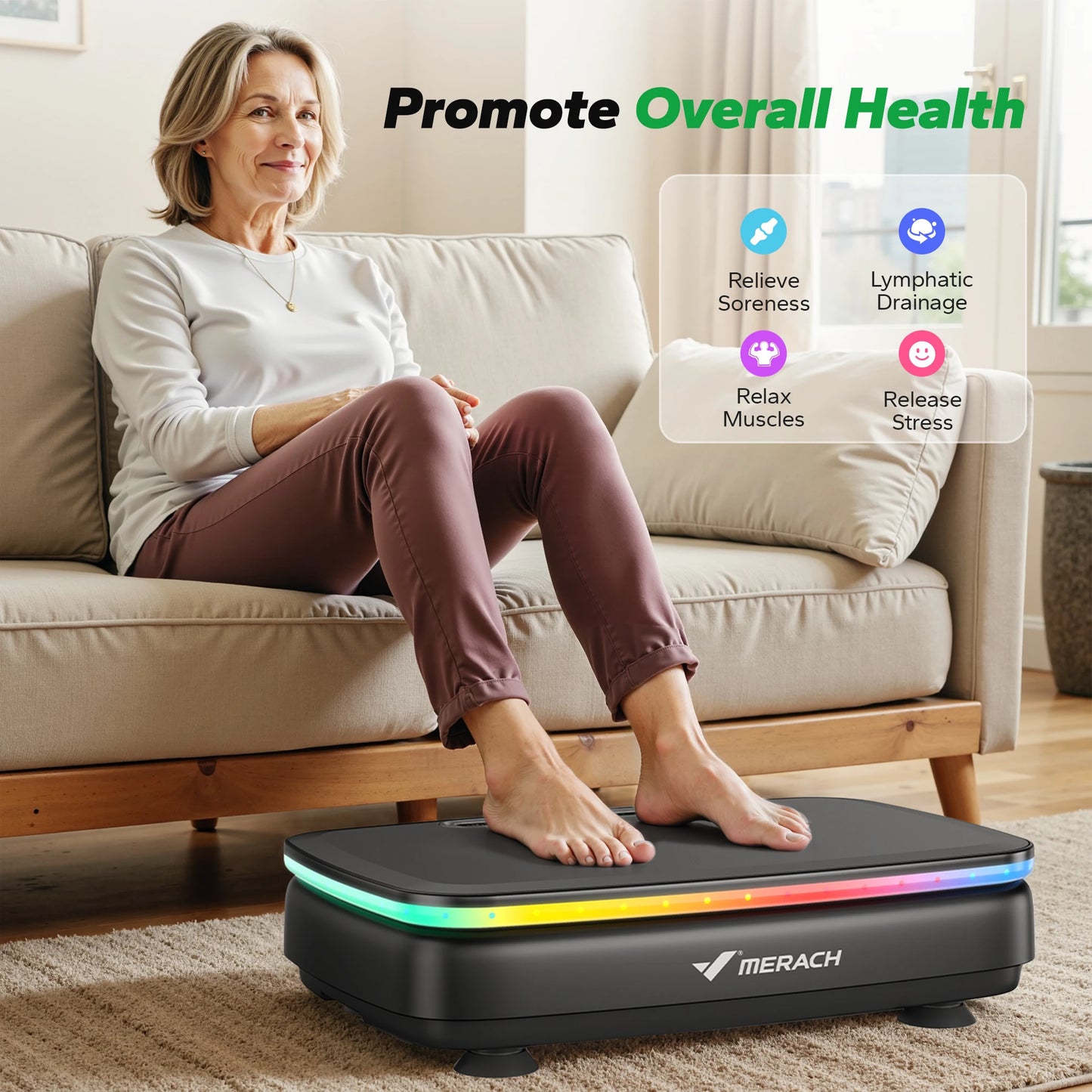 MERACH Vibration Plate Exercise Machine For Workout And Lymphatic Drainage