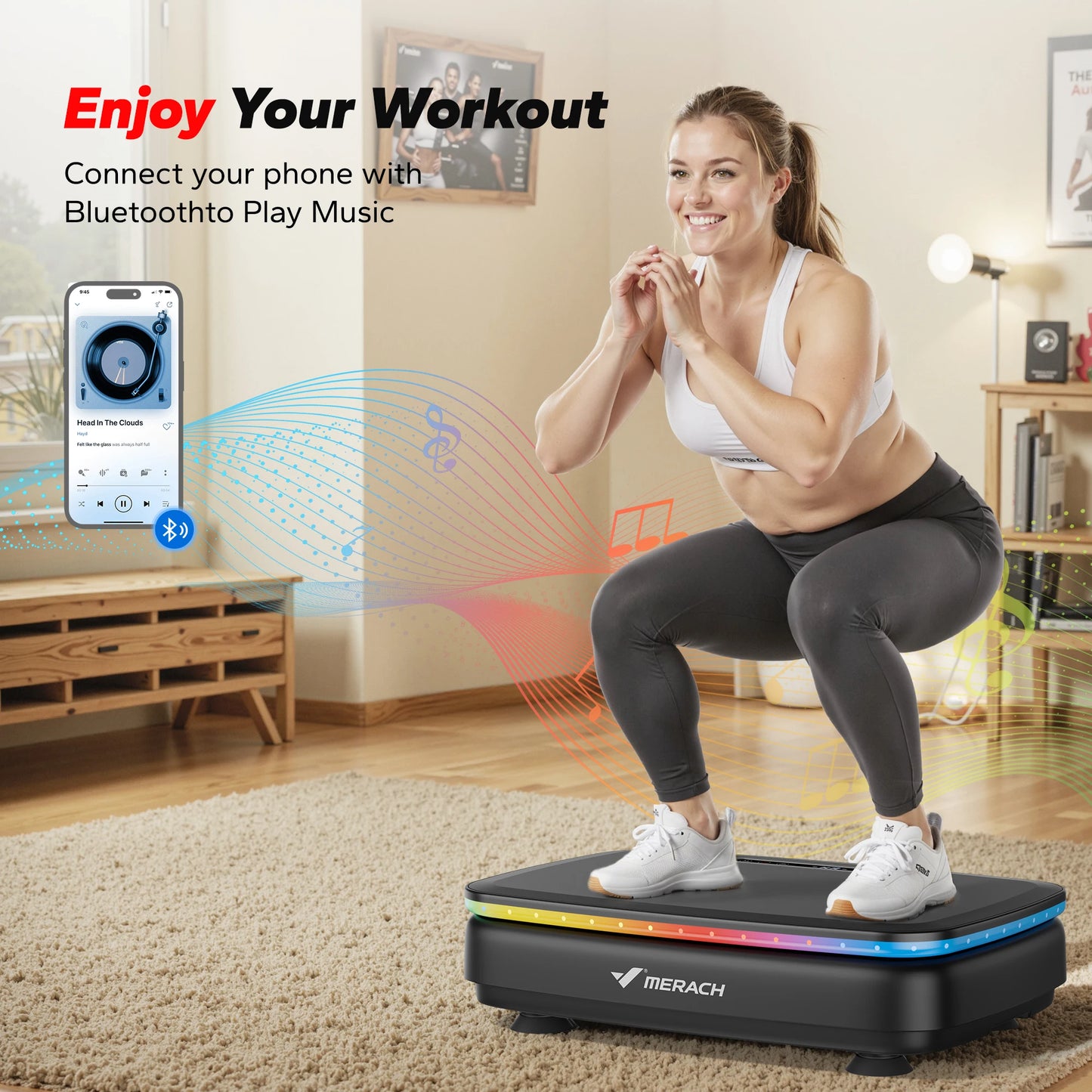 MERACH Vibration Plate Exercise Machine For Workout And Lymphatic Drainage