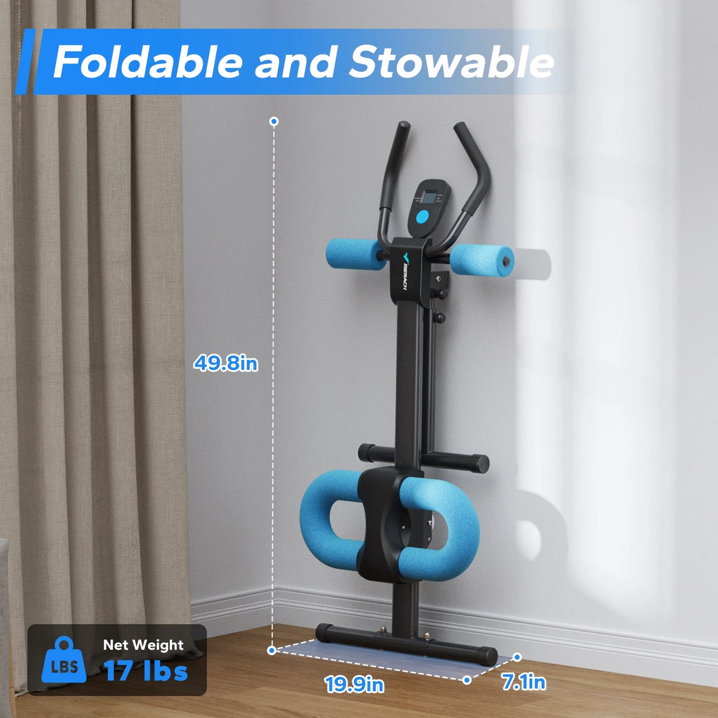 MERACH Ab Machine Adjustable Trainer Foldable Knee Protection System