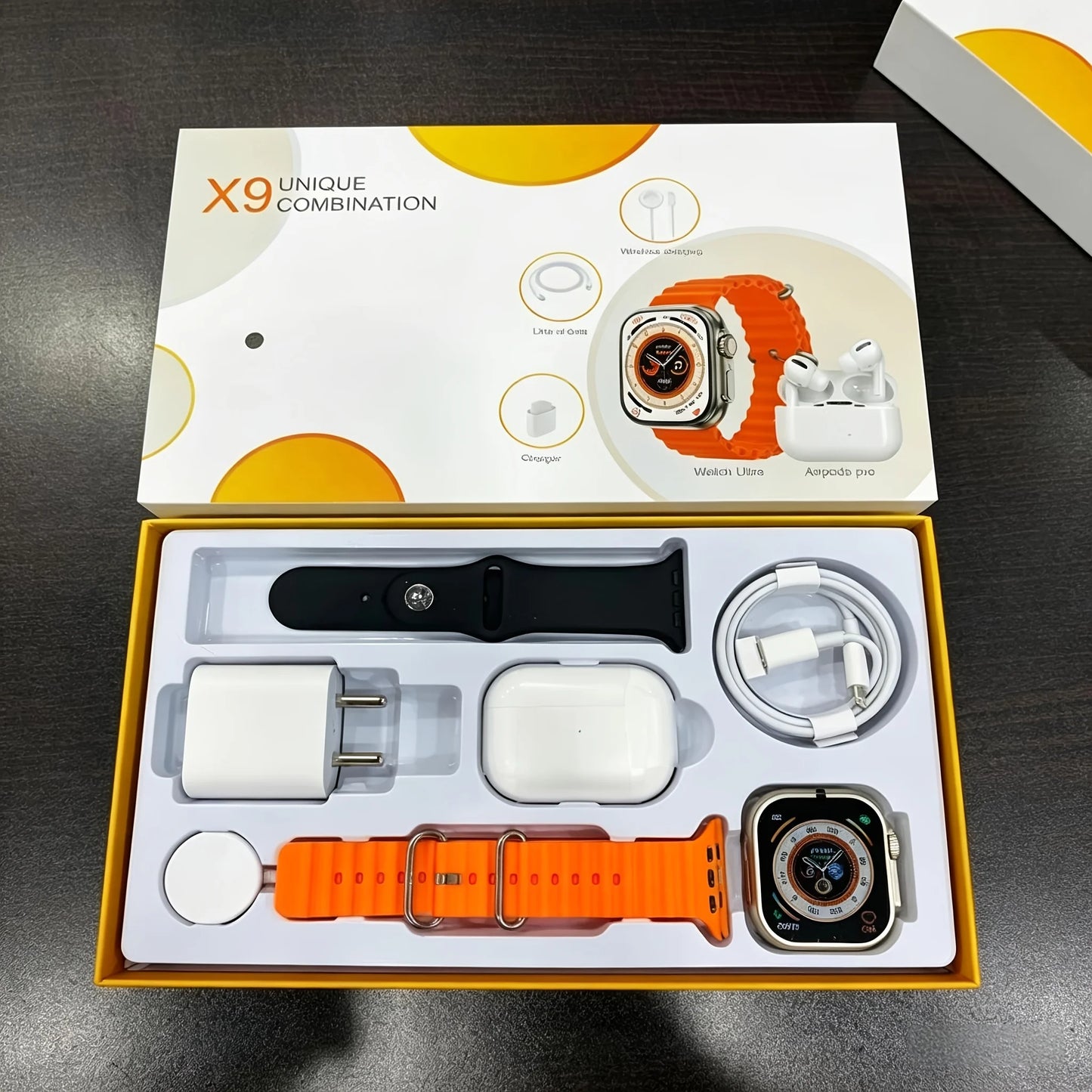 Ultra Smart Watch And Bluetooth Headphones Bundle Fitness Tracker Kit
