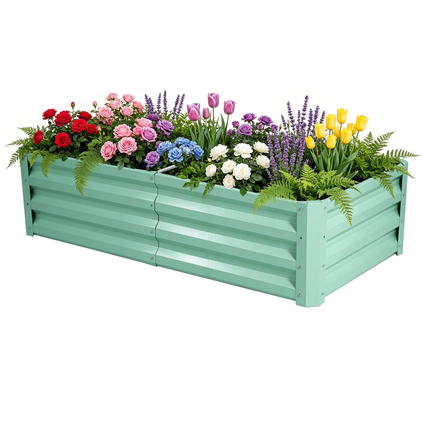 Galvanized Raised Garden Bed Metal Planter Box for Outdoor Planting of Flowers Plants Vegetables And Herbs - Rust-Proof Durable And Easy to Assemble with Detailed Instructions