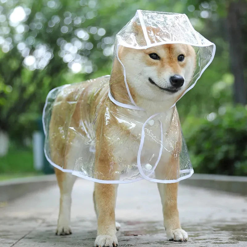 Dog Raincoat Hooded Transparent Waterproof Coat For Dogs