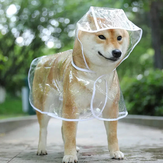 Dog Raincoat Hooded Transparent Waterproof Coat For Dogs