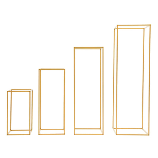 4Pcs Wedding Flower Stand Set, Gold Metal Column Rack Floor Geometric Display Stand Wedding Centerpieces Party Prop Decor Holder