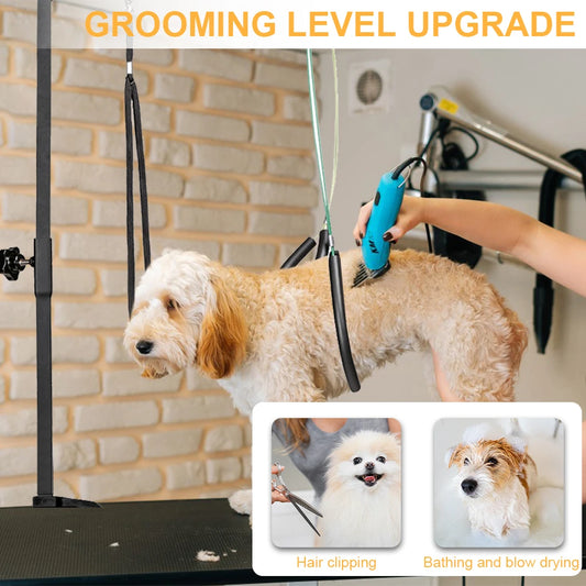Pet Dog Grooming Table Bracket Arm with Restraint Rope Desk Dog Cat Holder Stainless Steel Telescopic Table Hanger for Bath Desk