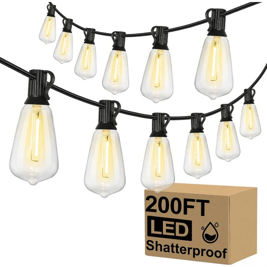 T38 Outdoor Led String Lights - Ip65 Waterproof & Shatterproof Led Patio Lights, Durable Design For Backyard, Garden, Balcony, Commercial/Residential Use, Connectable (50/100/150/200Ft Length), Outdoor Decorative Lighting, He