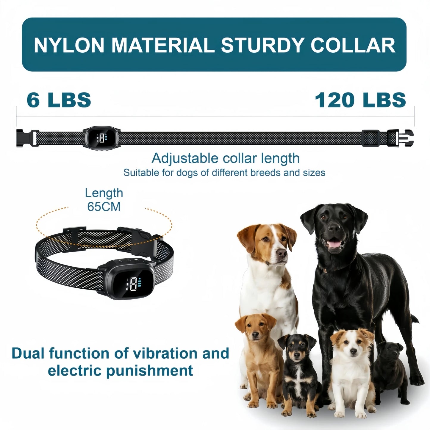 Ultrasonic Stop Barking Collar For Dogs USB Rechargeable Training Device