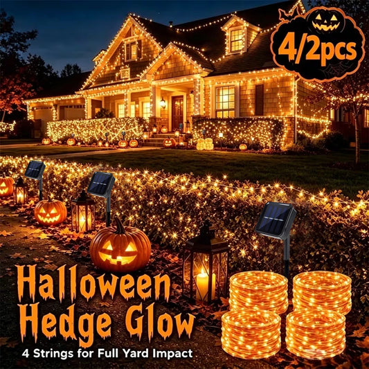 2/4Pack 100 LED Solar Copper Wire String Lights – 8 Twinkling Modes Fairy Lights for Outdoor Patio, Fence, Garden, Yard, Home, Holiday Tree Party Halloween Decor