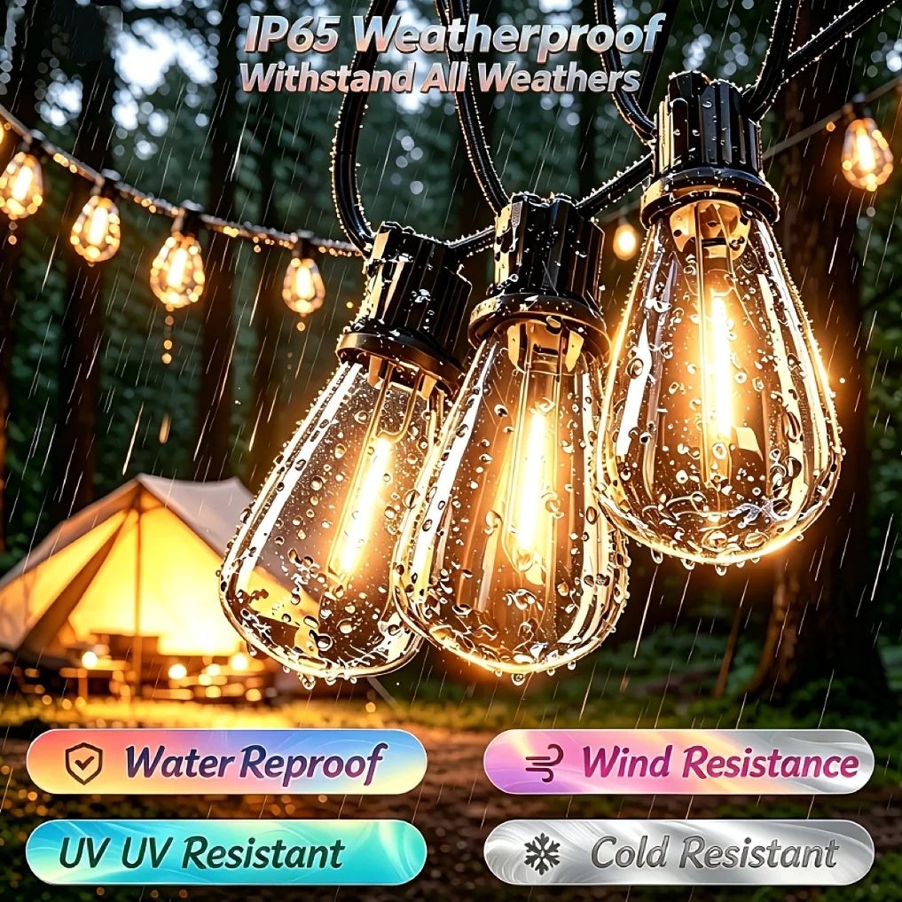 T38 Outdoor Led String Lights - Ip65 Waterproof & Shatterproof Led Patio Lights, Durable Design For Backyard, Garden, Balcony, Commercial/Residential Use, Connectable (50/100/150/200Ft Length), Outdoor Decorative Lighting, He