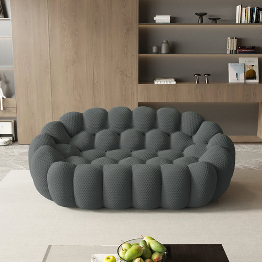 Sdorens 78'' Modern Curved Boneless Sofa Comfy 3D Knitted Fabric Loveseat Couch Football-Shaped Lazy Floor Sofas for Living Room