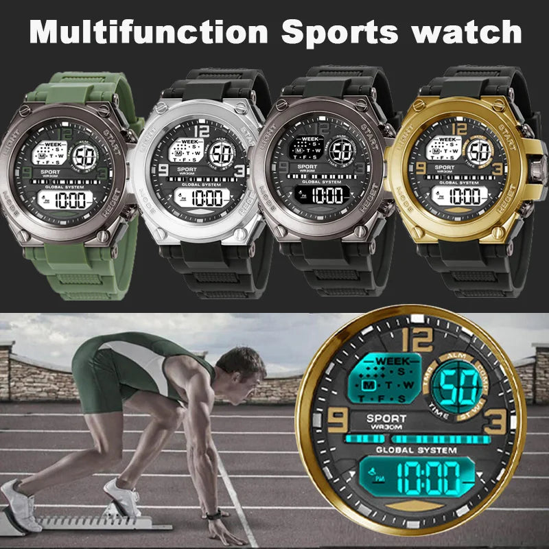 Multifunction Men's Sports Watch Waterproof Luminous LED Digital