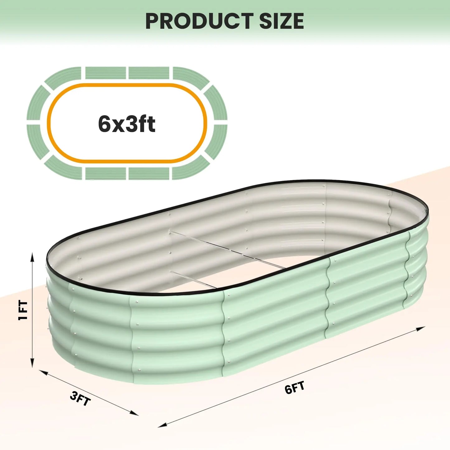 2-Pack Oval Galvanized Steel Raised Garden Bed Open Base Safety Edge Metal Planter Box Raised Beds for Vegetables Flowers Herbs