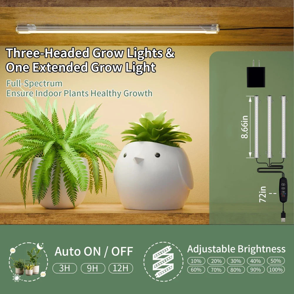 Plant Stand with Grow Light, 8 Tiered 64" Tall Metal Shelves for Multiple Plants, Lighted for Balcony, Living Room