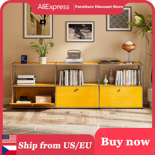 Stainless Steel Storage Cabinet and TV Stand for Living Room