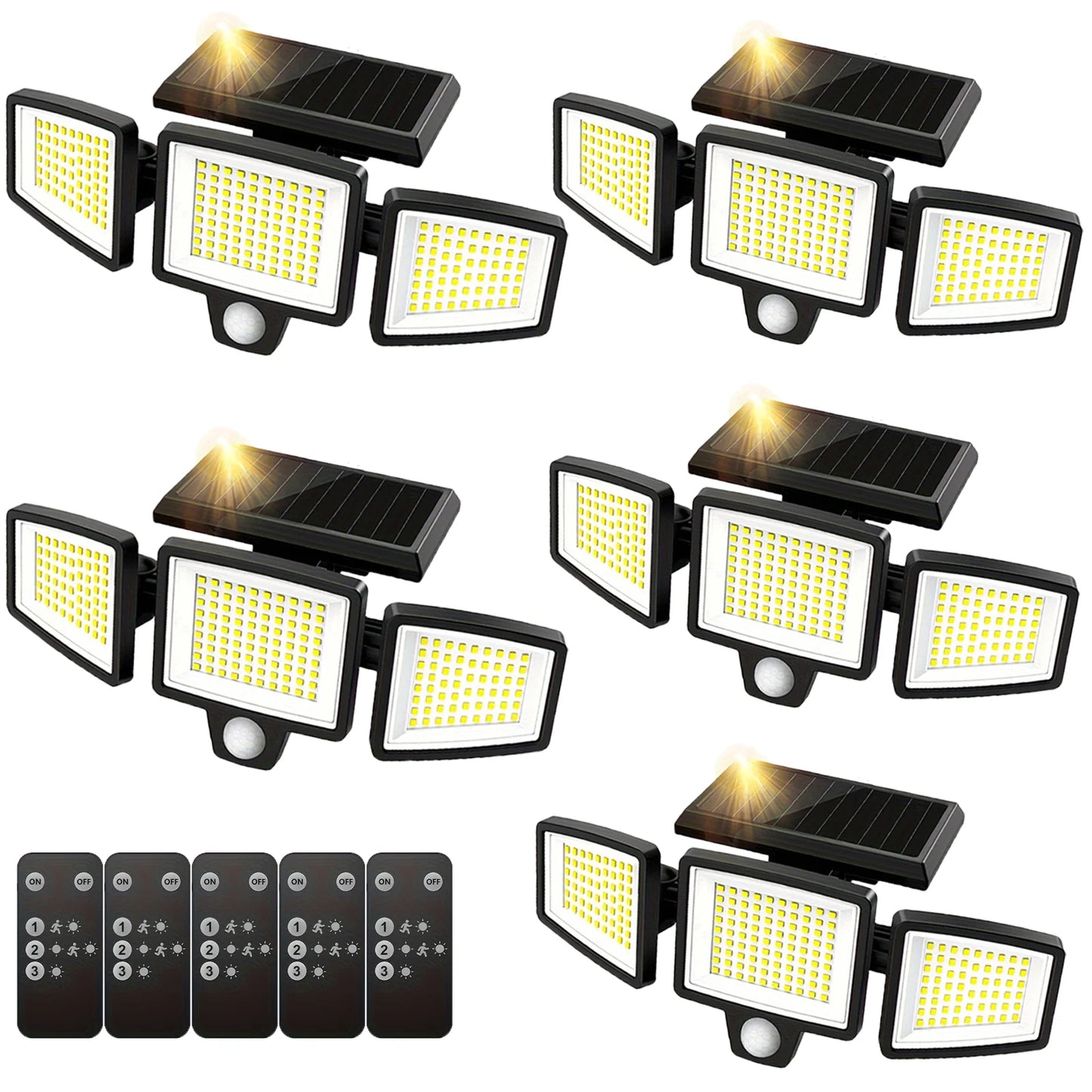 SZRSTH Three Head Solar Outdoor Light With Motion Sensor And Remote