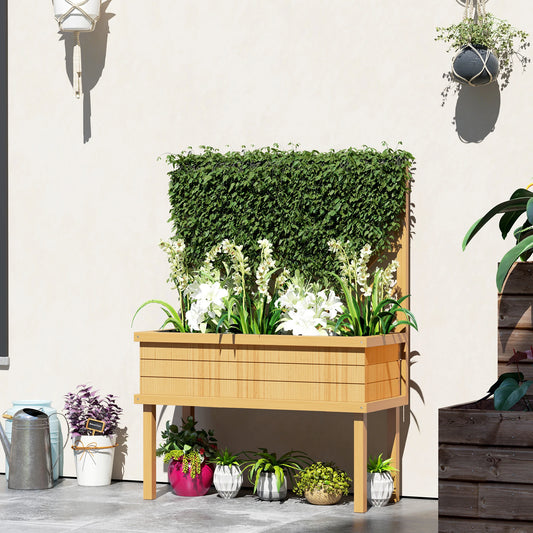 Raised Garden Bed with Trellis for Climbing Plants, Natural