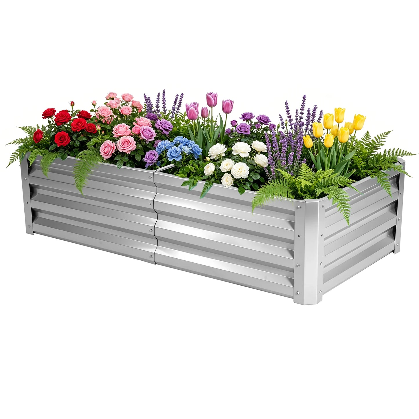 Galvanized Raised Garden Bed Metal Planter Box for Outdoor Planting of Flowers Plants Vegetables And Herbs - Rust-Proof Durable And Easy to Assemble with Detailed Instructions