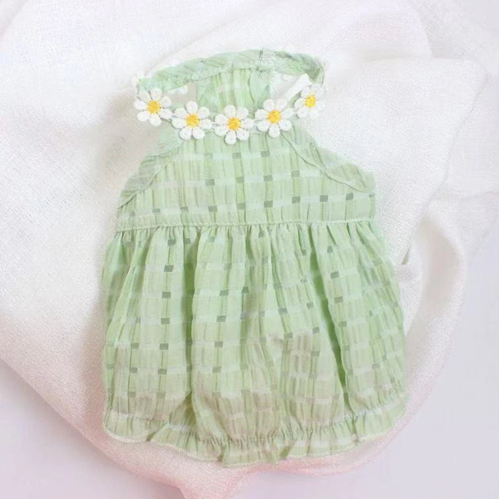 Breathable Floral Wreath Dog Skirt Dress For Small Pets