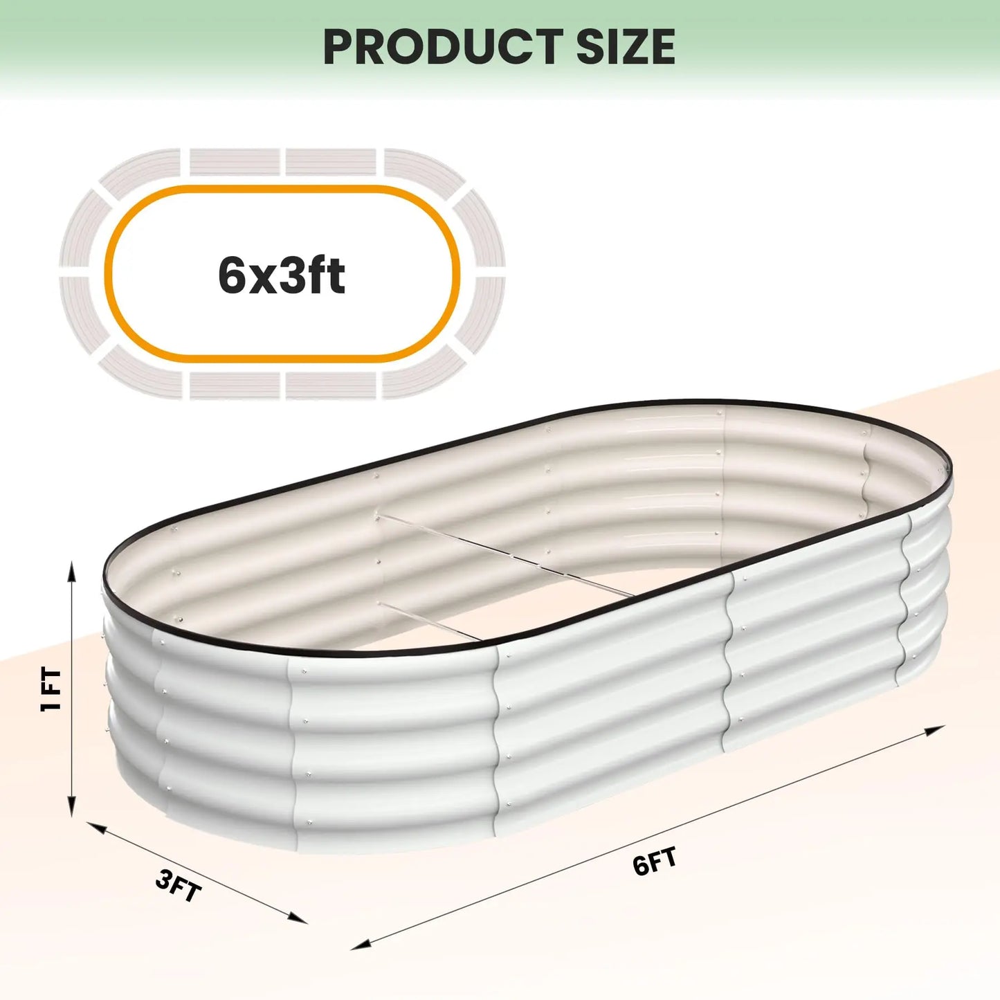 2-Pack Oval Galvanized Steel Raised Garden Bed Open Base Safety Edge Metal Planter Box Raised Beds for Vegetables Flowers Herbs
