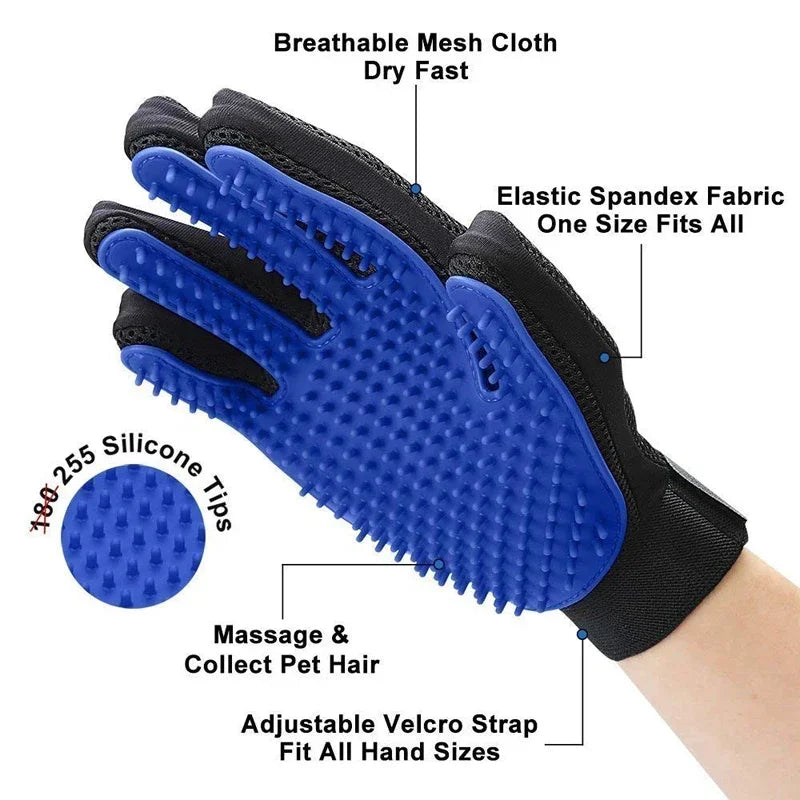 Silicone Pet Grooming Gloves Cats Hair Brush and Comb Gloves To Bathe Dogs Cleaning Hair Removal  for Dog Animal Use Supplies