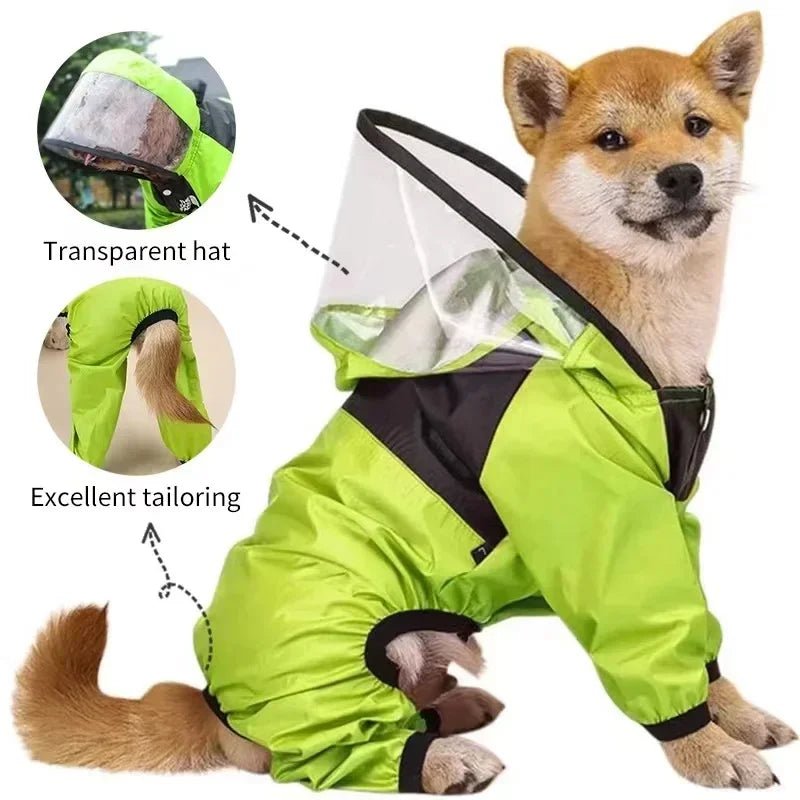 Transparent Hooded Dog And Cat Raincoat Waterproof Jacket