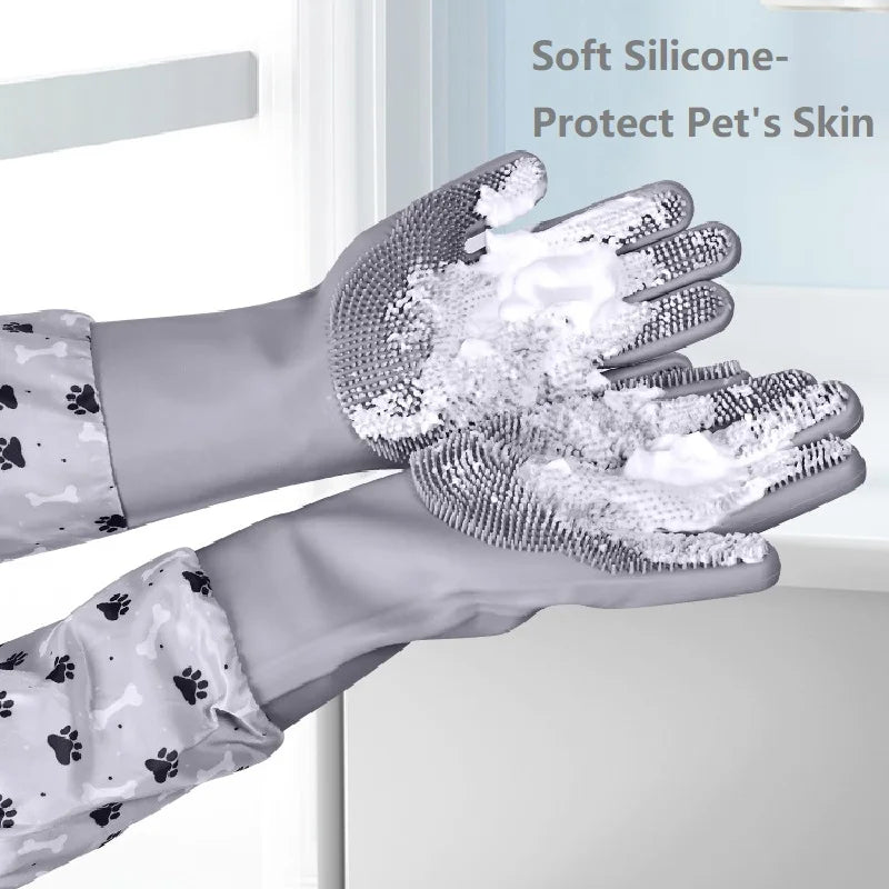 Thicker Pet Grooming Gloves Dog Cat Bathing Cleaning Glove Shampoo Scrubber Soft Silicone Hair Removal Glove Pet Accessories