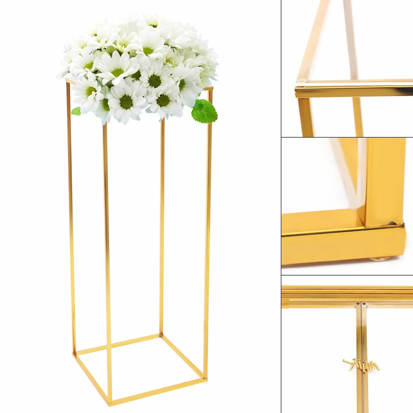 Gold Metal Flower Stand 80cm Tall Elegant Iron Column for Wedding, Party, Home, Garden Decor