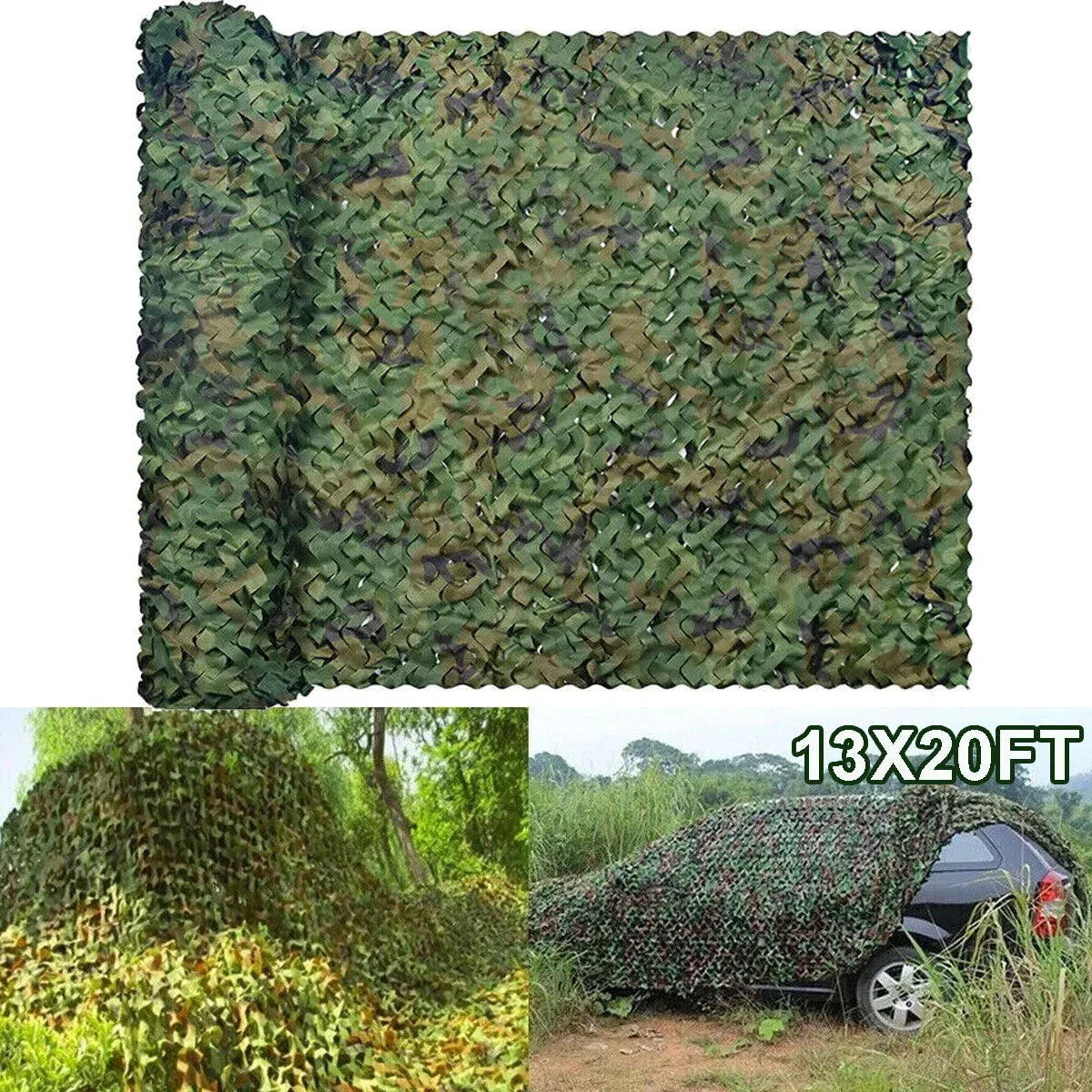 13x20Ft Green Camouflage Netting Army Camo Outdoor Sunshade Mesh Woodland Camping Hunting Cover Shade Sun Shelter for Camping