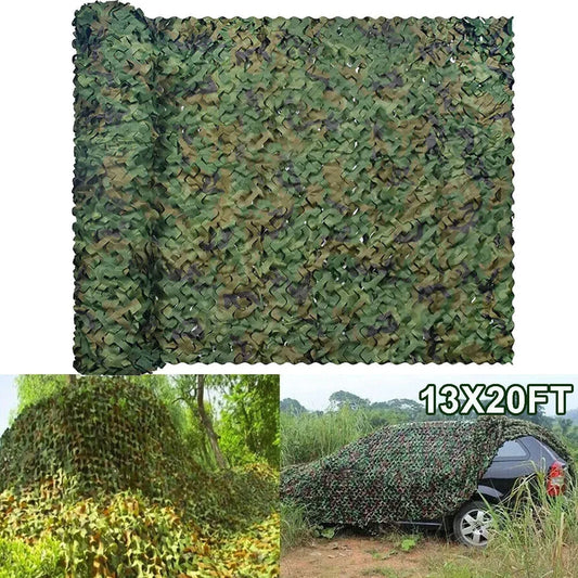 13x20Ft Green Camouflage Netting Army Camo Outdoor Sunshade Mesh Woodland Camping Hunting Cover Shade Sun Shelter for Camping