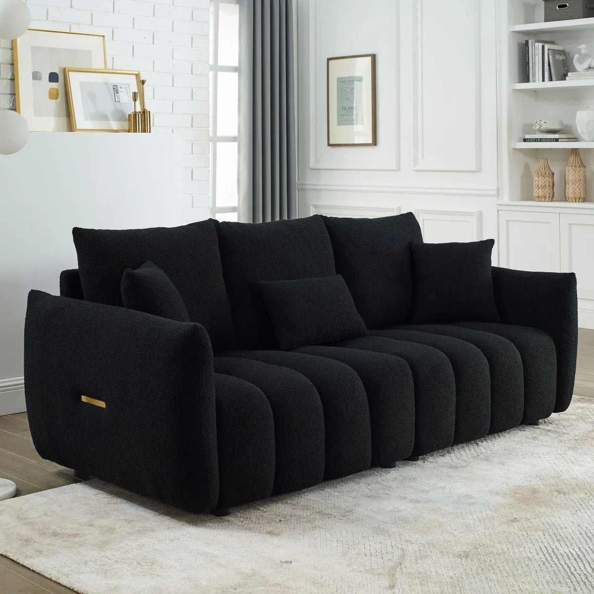 79.5" Boucle 3-Seater Modular Sofa, Modern Plush Cloud Couch for Living Room Small Apartment