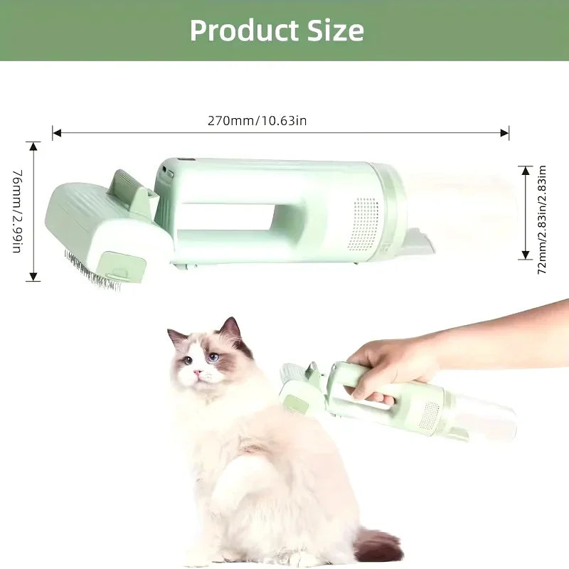 Cat Grooming Vacuum 5Brushes Pet Grooming Kit with 0.3L Hair Dust Cup Dog Vacuum Cleaner for Pets Cats Dogs Hair Vacuum Cleaner