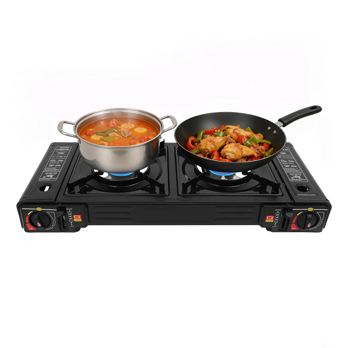 Outdoor Portable Camping Stove Gas Dual Burner With Piezo Ignition
