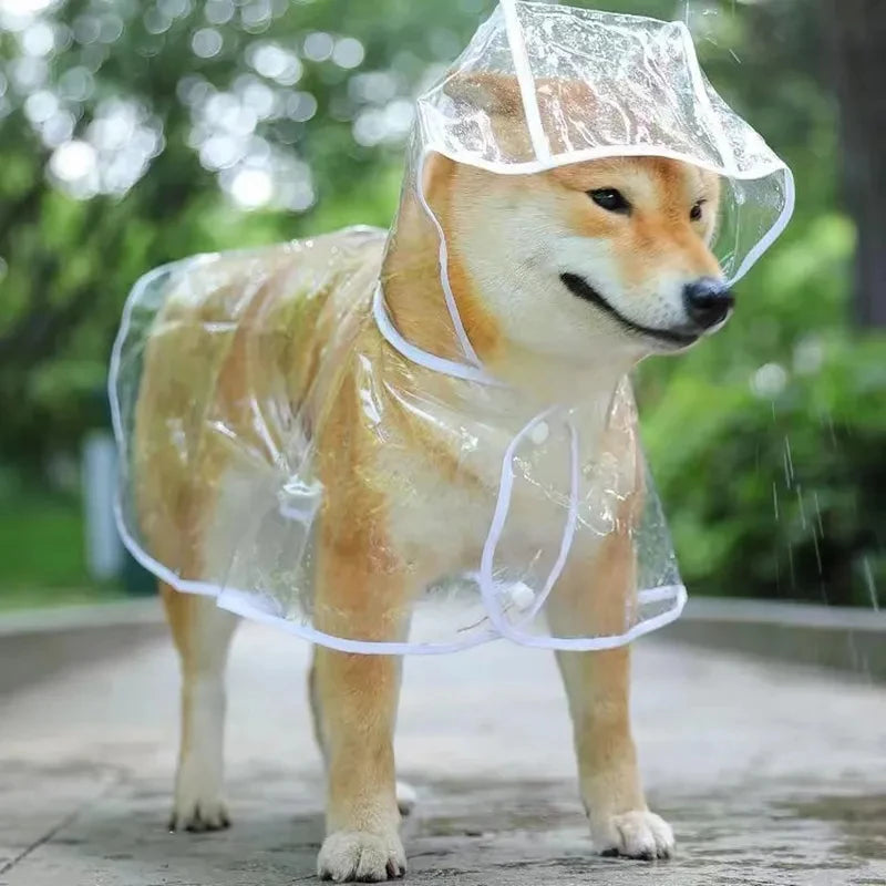 Dog Raincoat Hooded Transparent Waterproof Coat For Dogs