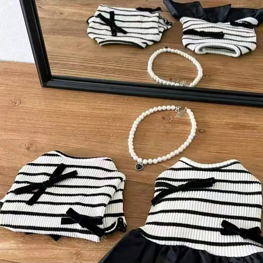 Small Dog Striped Casual Dress Lightweight Fabric For Warm Days