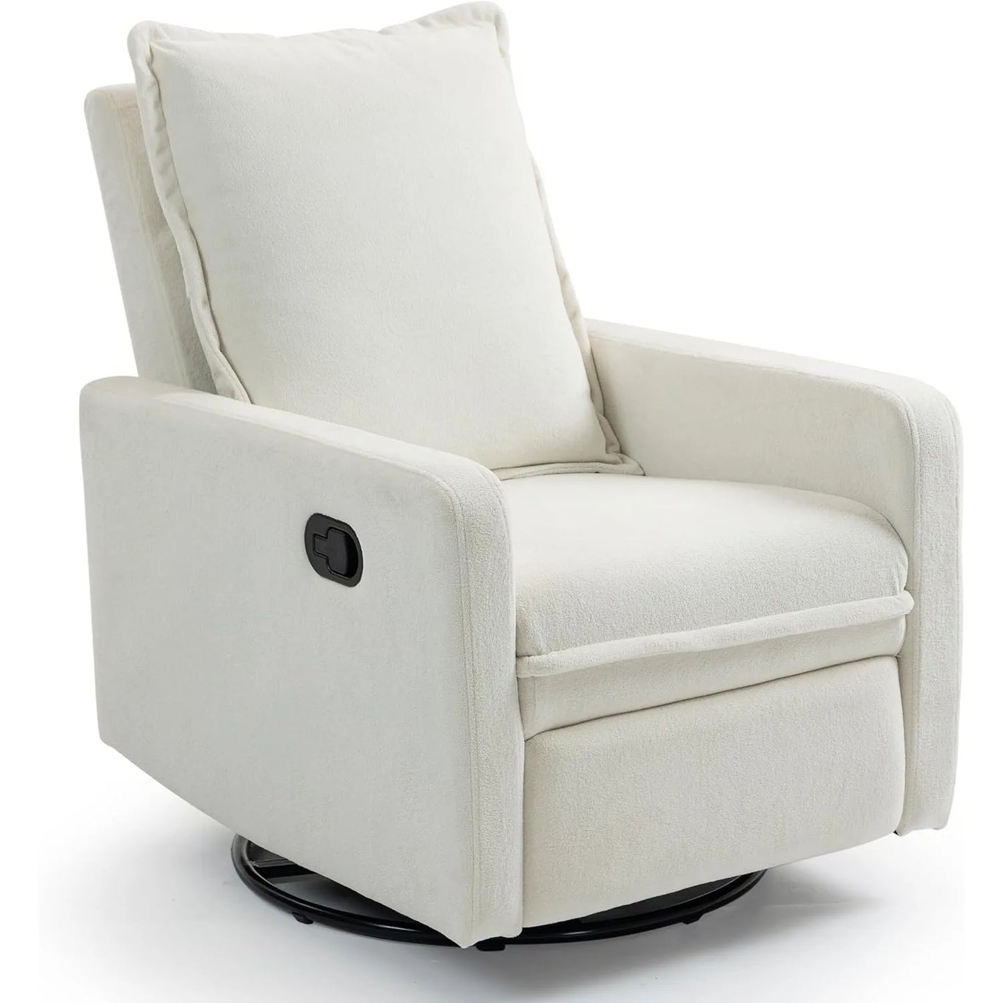 360 Degree Swivel Rocking Glider Chair Manual Recliner High Backrest Comfy Modern Armchair for Nursery Living Room White
