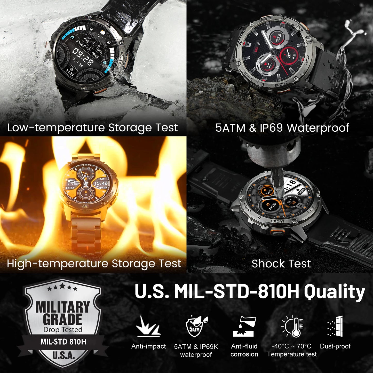 KOSPET Tank T3 AMOLED Smart Watch For Men Call Text