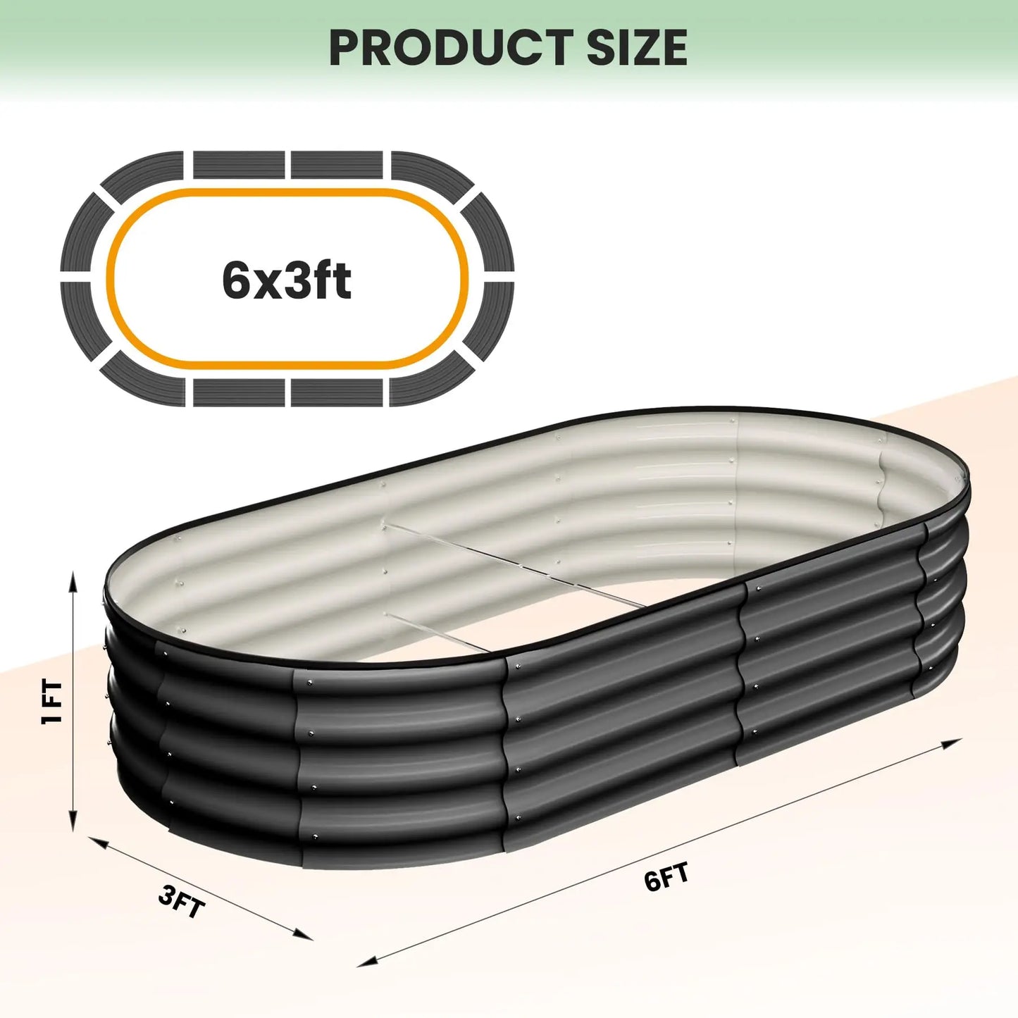 2-Pack Oval Galvanized Steel Raised Garden Bed Open Base Safety Edge Metal Planter Box Raised Beds for Vegetables Flowers Herbs