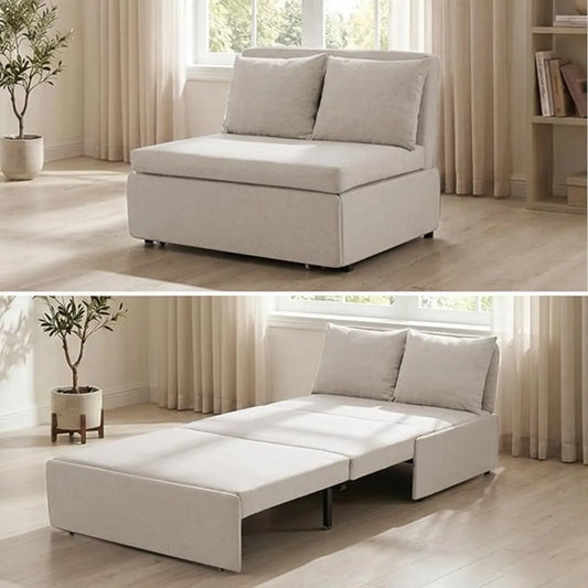 43" W Twin Size Pull Out Sleeper Sofa Bed Couch with Pullout Beds, 2 in 1 Convertible Linen Sleepers Single Sofas Chair