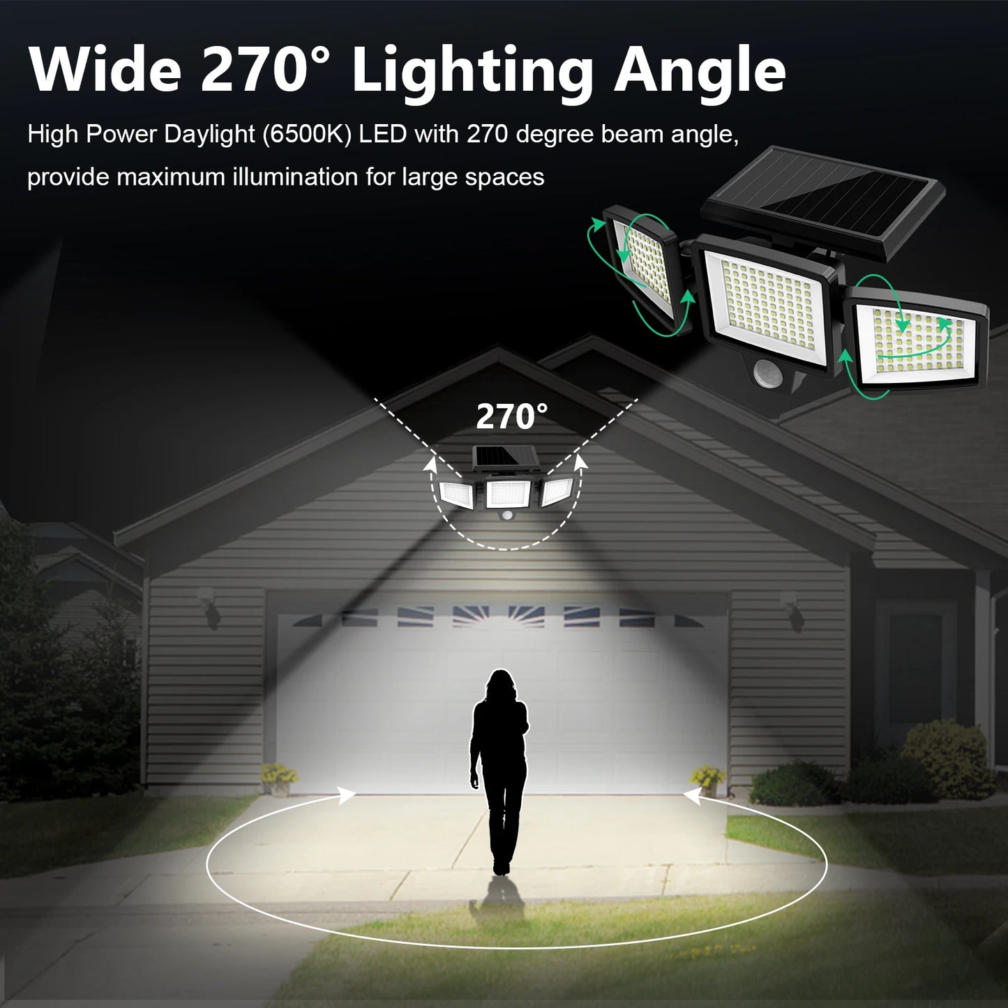 SZRSTH Three Head Solar Outdoor Light With Motion Sensor And Remote
