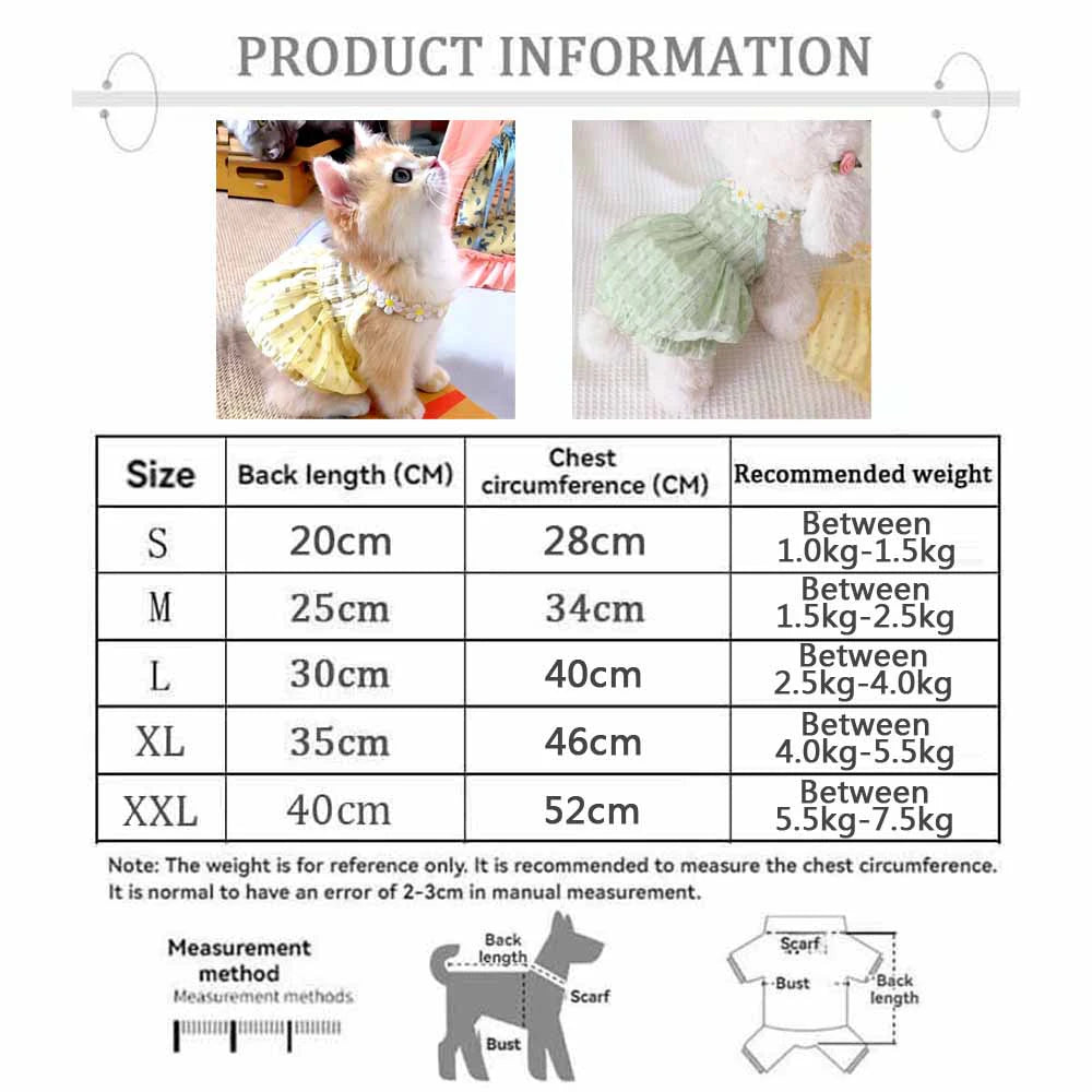 Breathable Floral Wreath Dog Skirt Dress For Small Pets