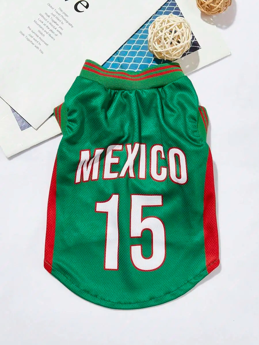 Mexican National Team Style Pet Jersey With English Number Print