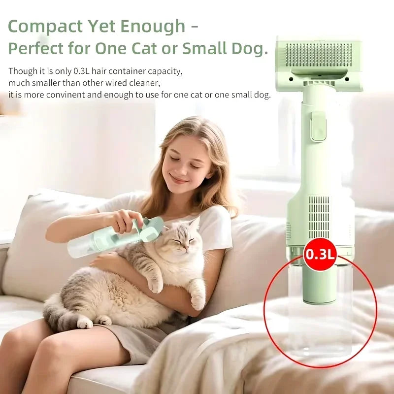 Cat Grooming Vacuum 5Brushes Pet Grooming Kit with 0.3L Hair Dust Cup Dog Vacuum Cleaner for Pets Cats Dogs Hair Vacuum Cleaner