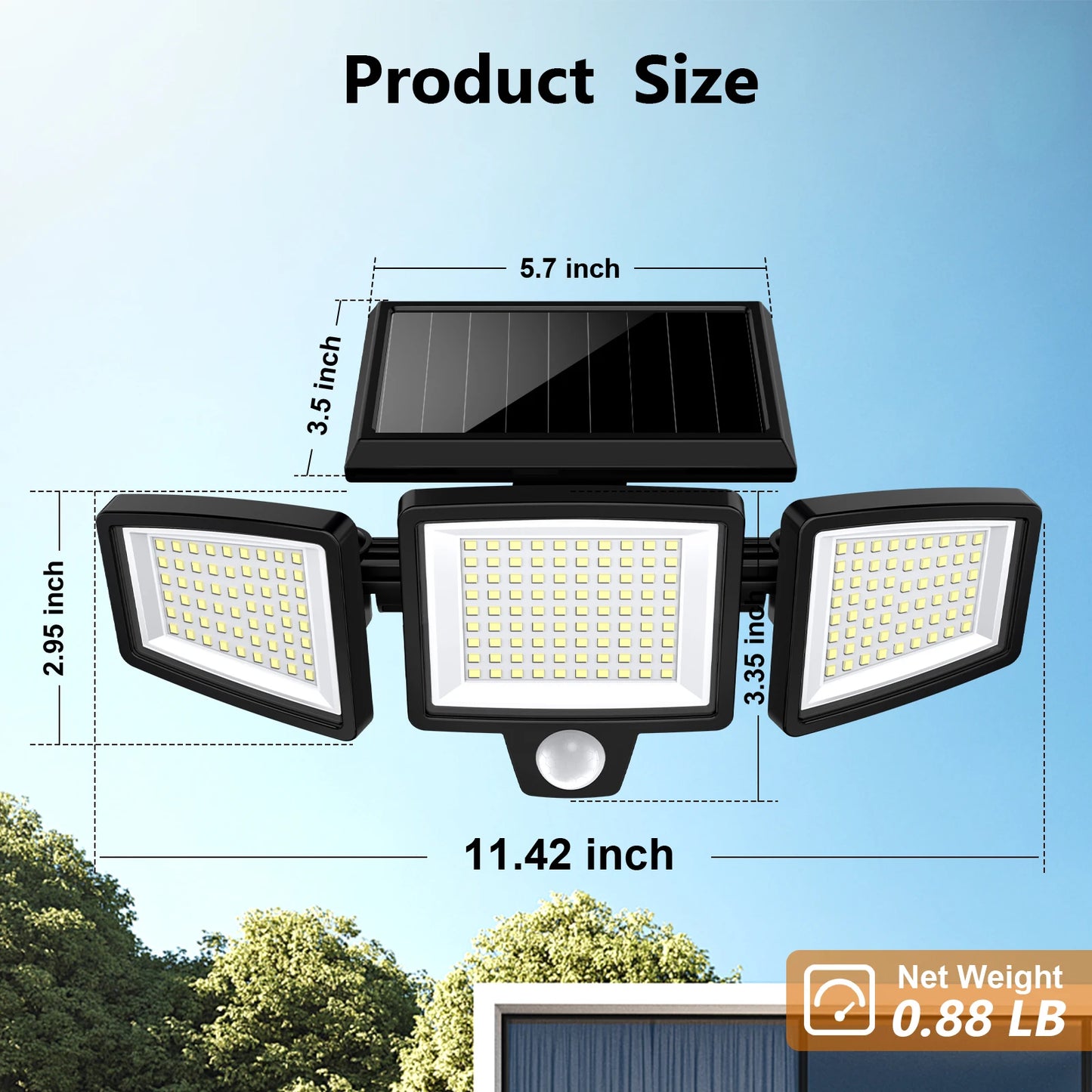 SZRSTH Three Head Solar Outdoor Light With Motion Sensor And Remote