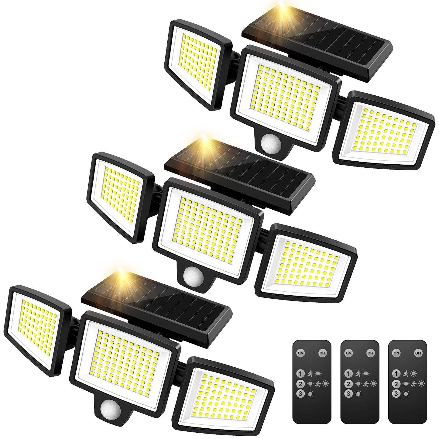 SZRSTH Three Head Solar Outdoor Light With Motion Sensor And Remote
